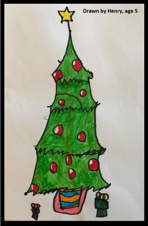 Christmas Card 2020 designed by henry aged 5 of a christmas tree