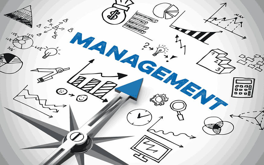 Management image blue text