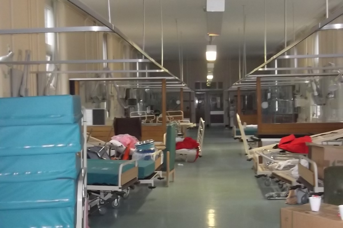 open hospital with beds