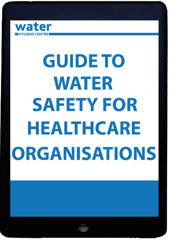 a tablet with a guide to water safety for healthcare organisations